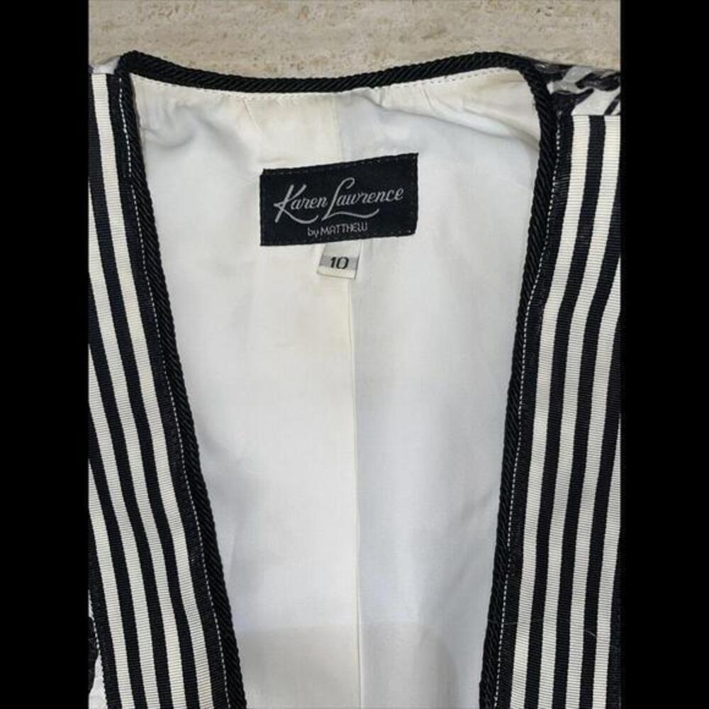 Vintage Karen‎ Lawrence by Matthew Jacket Metallic Black White Sequin Size 10 - Picture 2 of 5